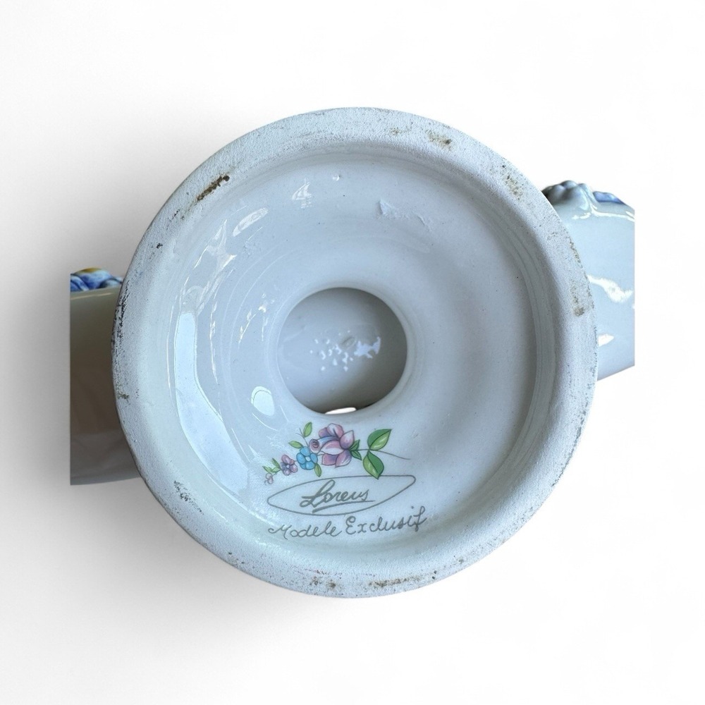 VTG Loreus Modèle Exclusif 6x4in French Ceramic Napkin Holder Handpainted Floral - Picture 4 of 8